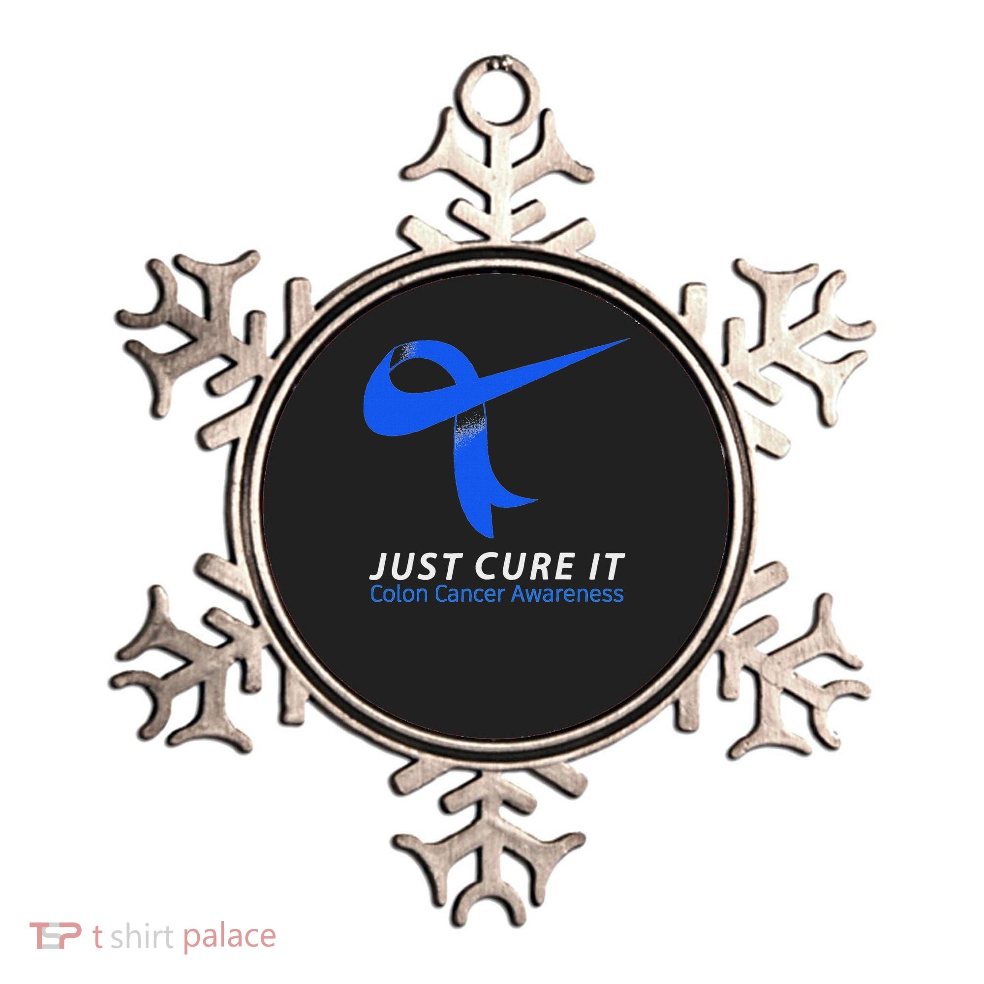Just Cure It Blue Ribbon Warrior Colon Cancer Awareness Ornament