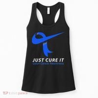 Just Cure It Blue Ribbon Warrior Colon Cancer Awareness Women's Tank Top thumb 0