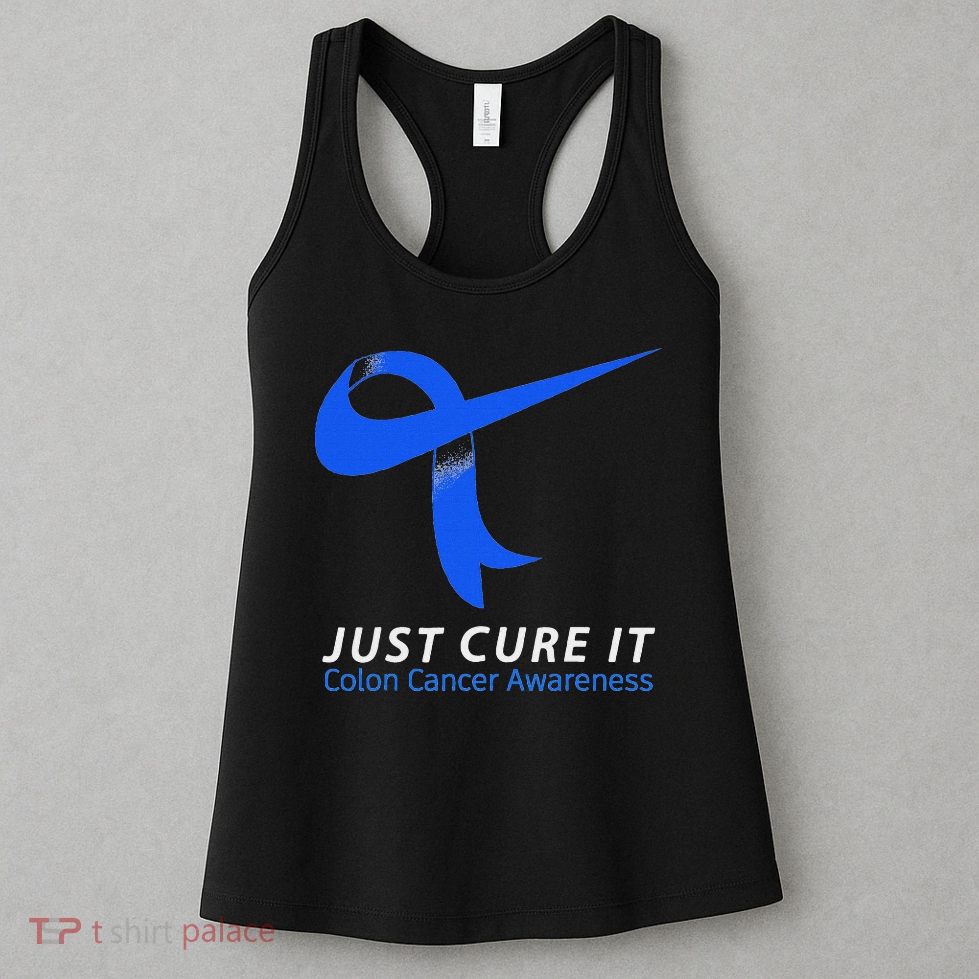 Just Cure It Blue Ribbon Warrior Colon Cancer Awareness Women's Tank Top
