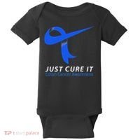 Just Cure It Blue Ribbon Warrior Colon Cancer Awareness Baby Bodysuit thumb 0