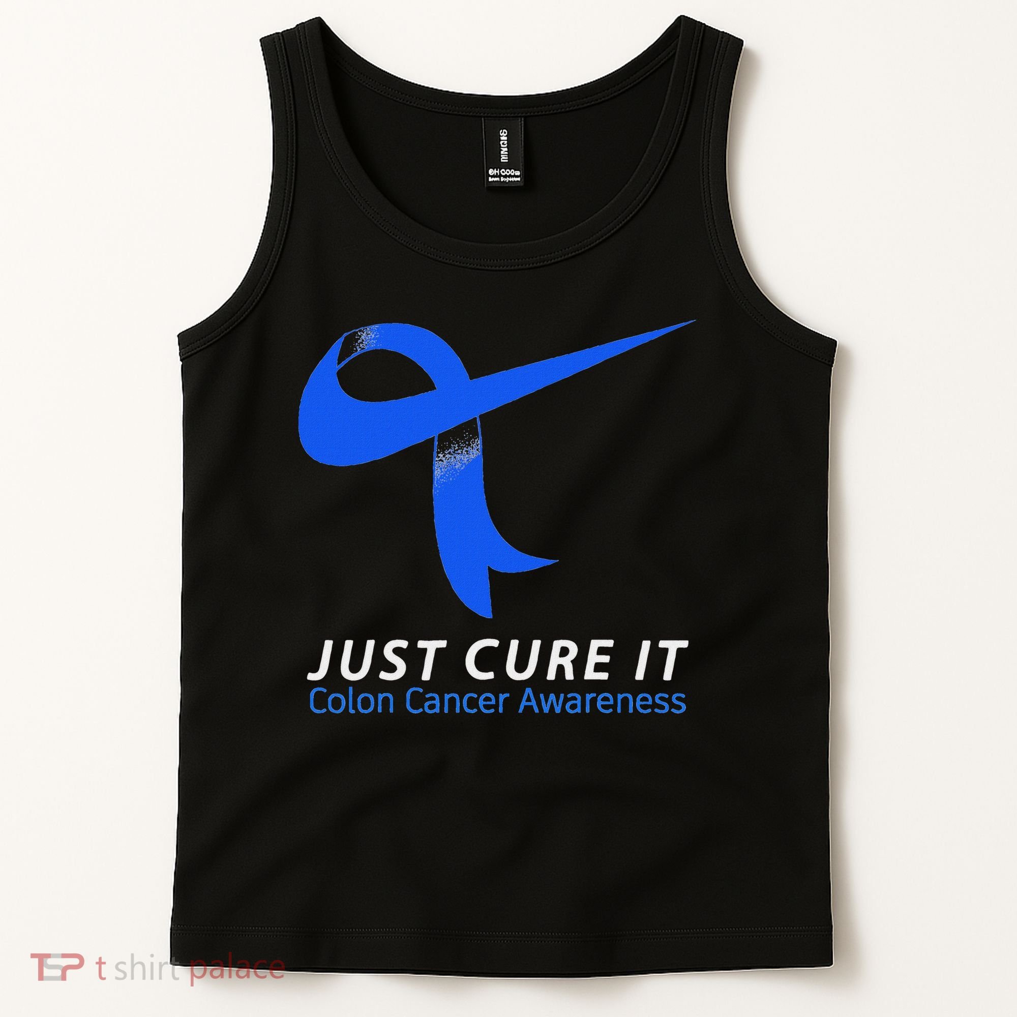 Just Cure It Blue Ribbon Warrior Colon Cancer Awareness Tank Top