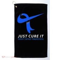 Just Cure It Blue Ribbon Warrior Colon Cancer Awareness Golf Towel thumb 0