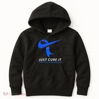 Just Cure It Blue Ribbon Warrior Colon Cancer Awareness Kids Hoodie thumb 0