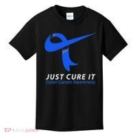 Just Cure It Blue Ribbon Warrior Colon Cancer Awareness Kids T-Shirt thumb 0
