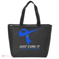 Just Cure It Blue Ribbon Warrior Colon Cancer Awareness Tote Bag thumb 0