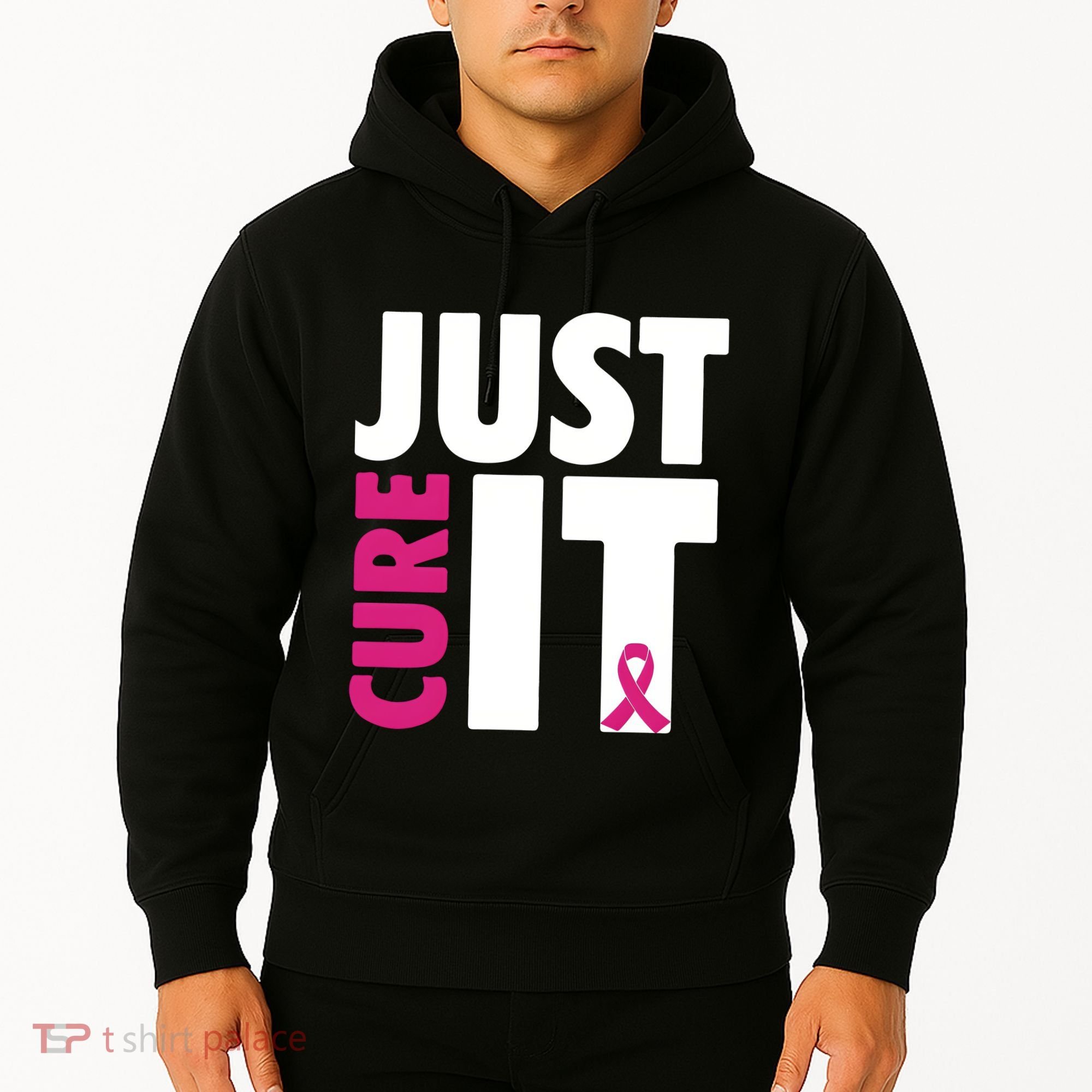 Just Cure It Breast Cancer Awareness Pink Ribbon Hoodie