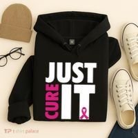 Just Cure It Breast Cancer Awareness Pink Ribbon Hoodie thumb 4