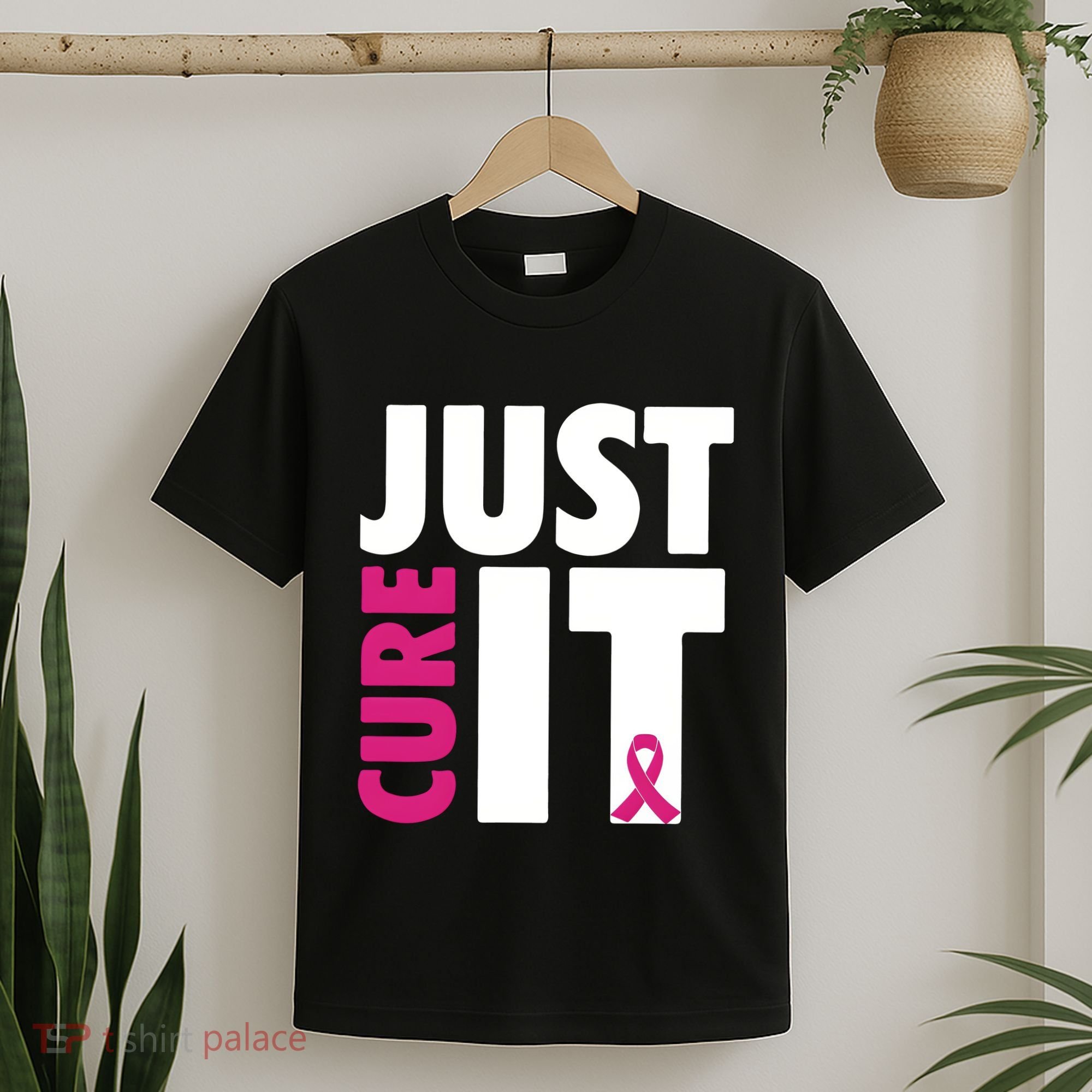 Just Cure It Breast Cancer Awareness Pink Ribbon T-Shirt