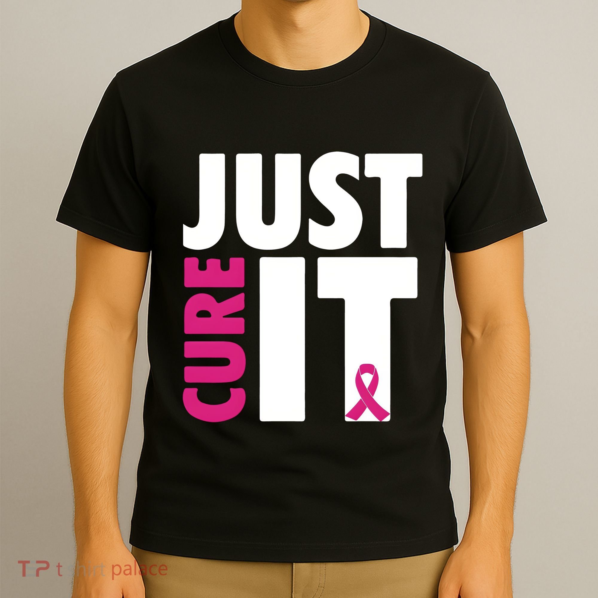 Just Cure It Breast Cancer Awareness Pink Ribbon T-Shirt