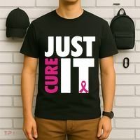 Just Cure It Breast Cancer Awareness Pink Ribbon T-Shirt thumb 6