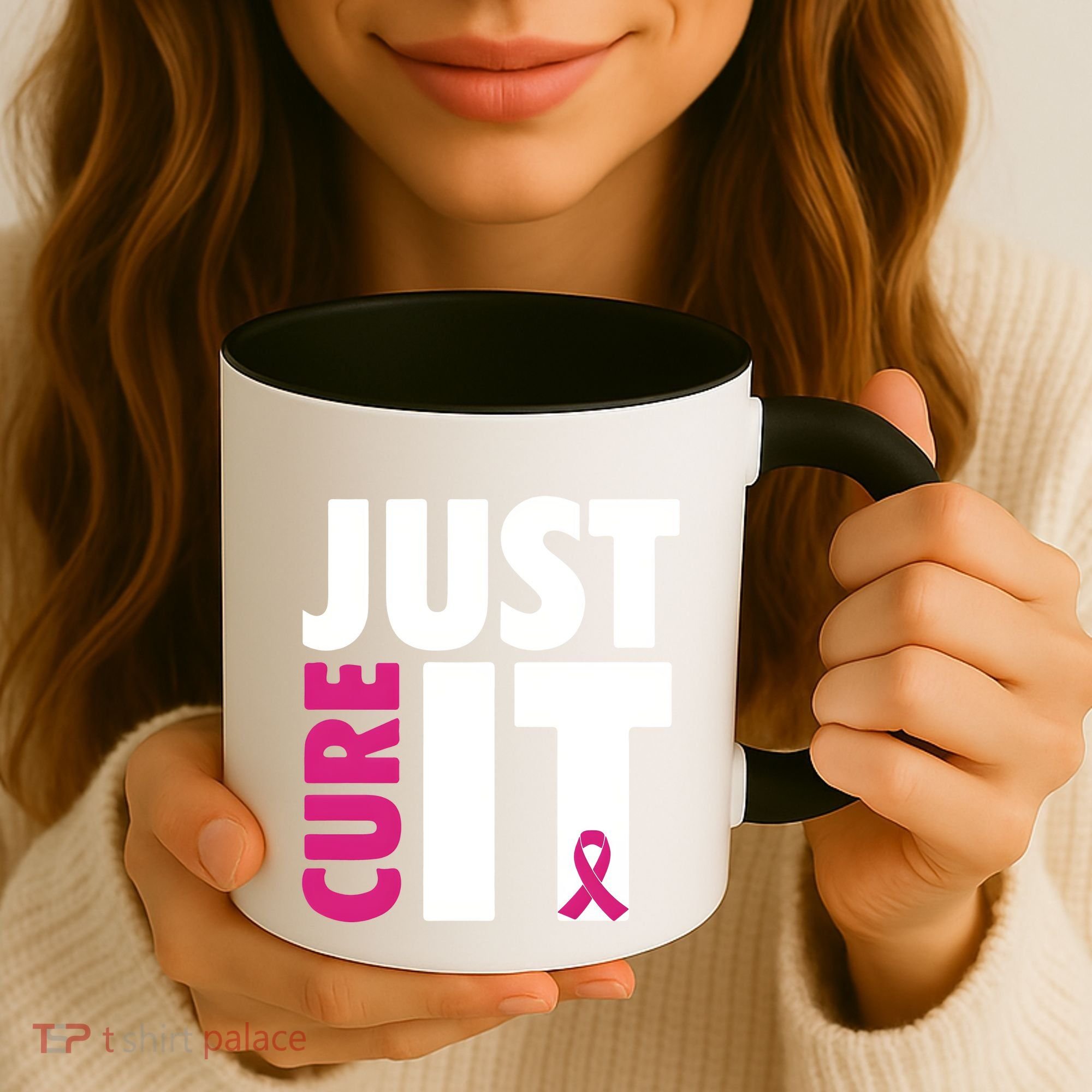 Just Cure It Breast Cancer Awareness Pink Ribbon Coffee Mug