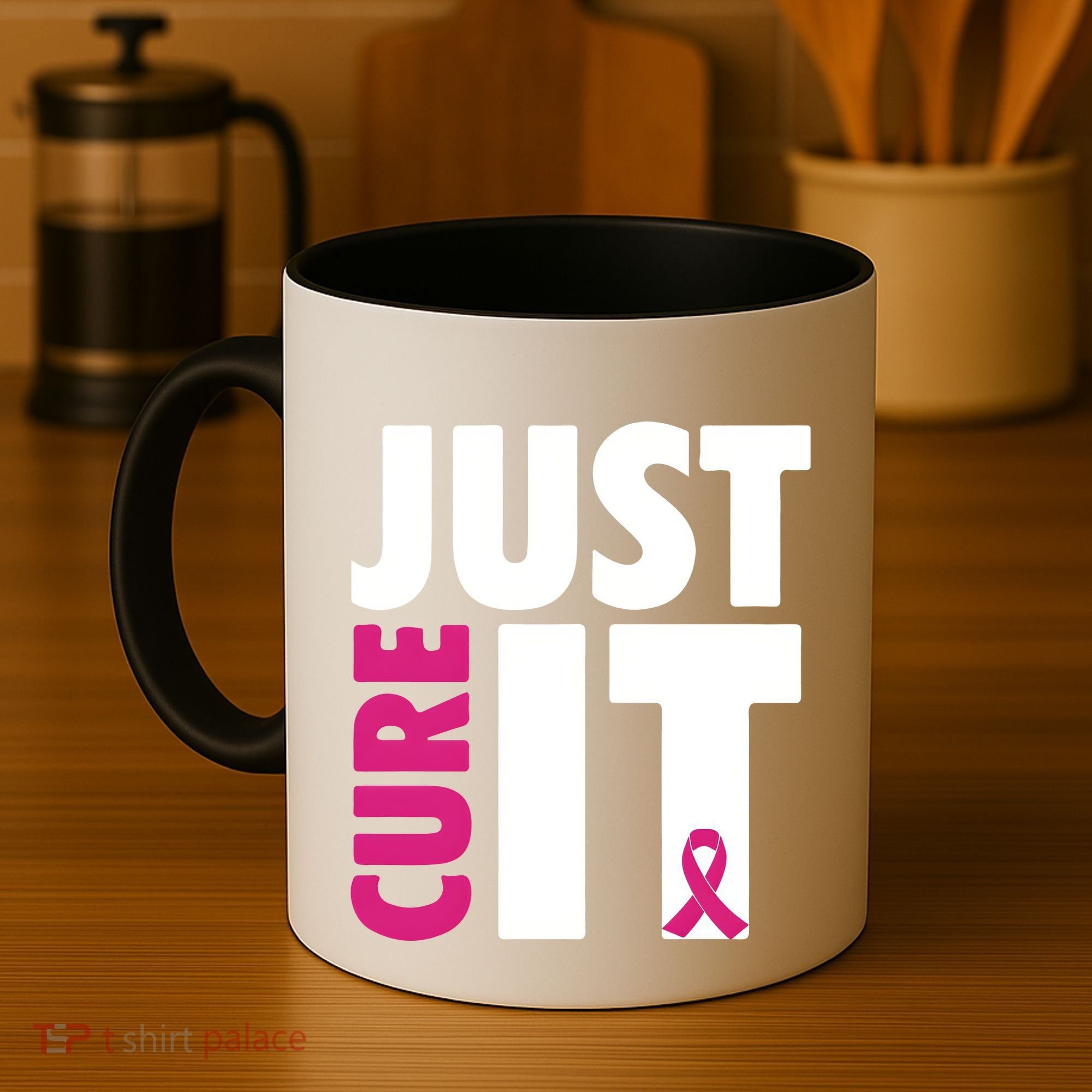 Just Cure It Breast Cancer Awareness Pink Ribbon Coffee Mug