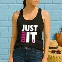 Just Cure It Breast Cancer Awareness Pink Ribbon Women's Tank Top thumb 2