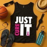 Just Cure It Breast Cancer Awareness Pink Ribbon Tank Top thumb 4