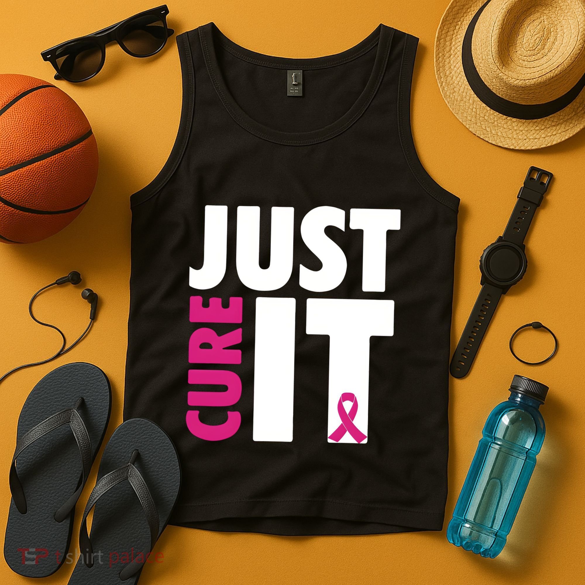 Just Cure It Breast Cancer Awareness Pink Ribbon Tank Top