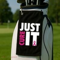Just Cure It Breast Cancer Awareness Pink Ribbon Golf Towel thumb 2