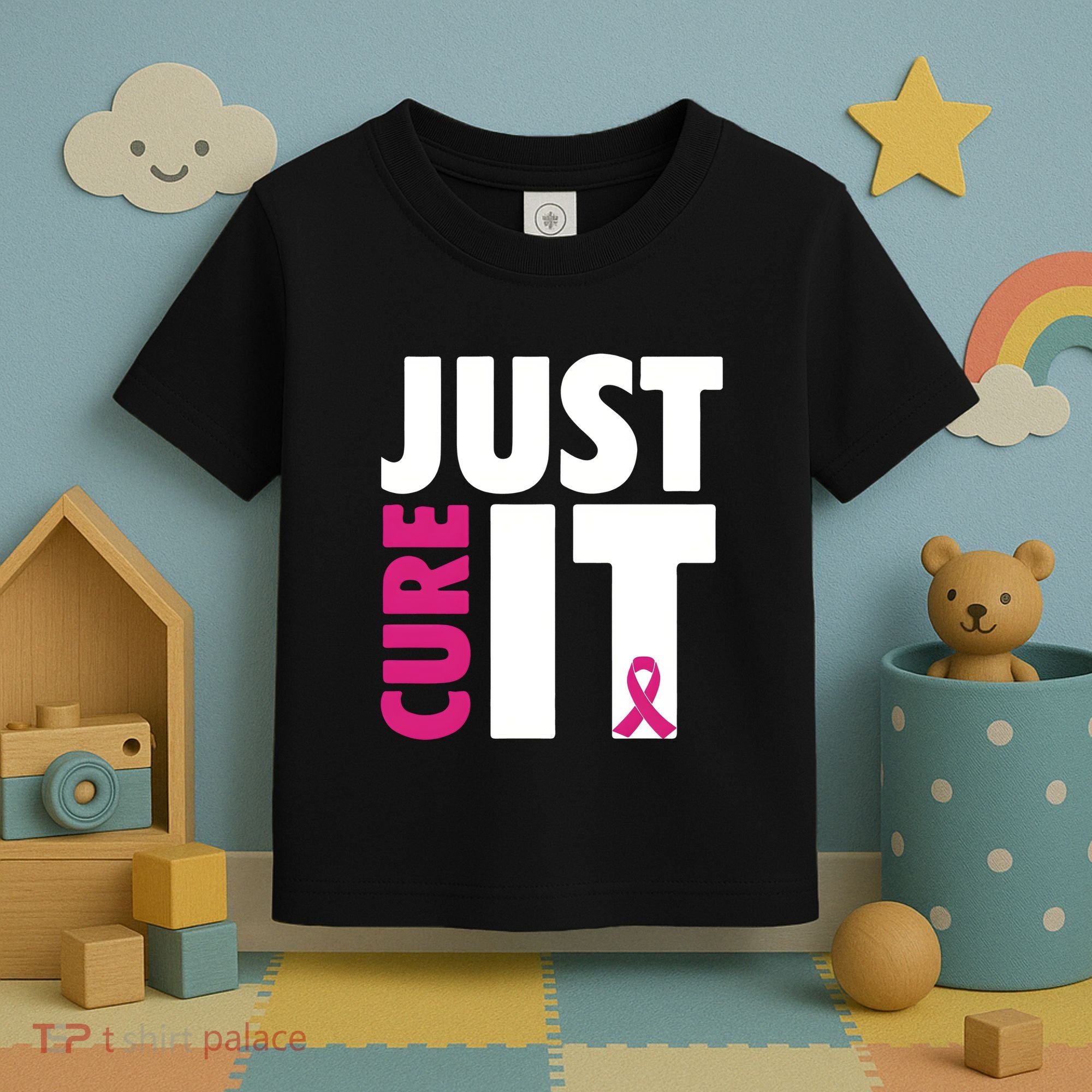 Just Cure It Breast Cancer Awareness Pink Ribbon Toddler T-Shirt