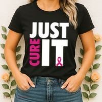 Just Cure It Breast Cancer Awareness Pink Ribbon Women's T-Shirt thumb 2