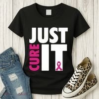 Just Cure It Breast Cancer Awareness Pink Ribbon Women's T-Shirt thumb 3