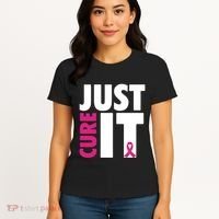 Just Cure It Breast Cancer Awareness Pink Ribbon Women's T-Shirt thumb 4