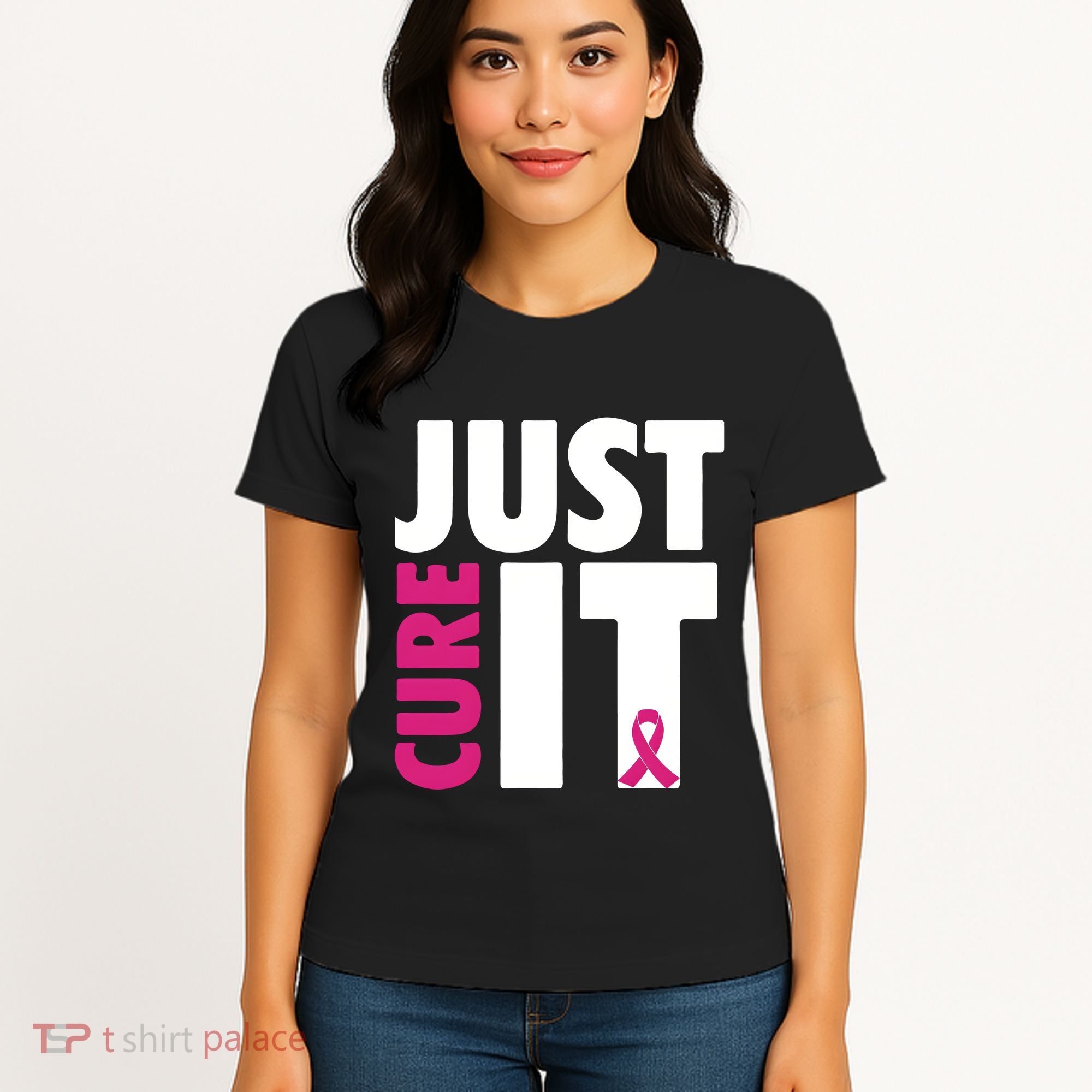 Just Cure It Breast Cancer Awareness Pink Ribbon Women's T-Shirt