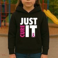 Just Cure It Breast Cancer Awareness Pink Ribbon Kids Hoodie thumb 3