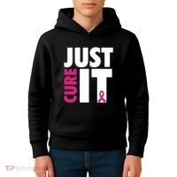 Just Cure It Breast Cancer Awareness Pink Ribbon Kids Hoodie thumb 4