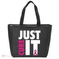 Just Cure It Breast Cancer Awareness Pink Ribbon Tote Bag thumb 0