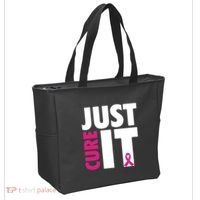 Just Cure It Breast Cancer Awareness Pink Ribbon Tote Bag thumb 2
