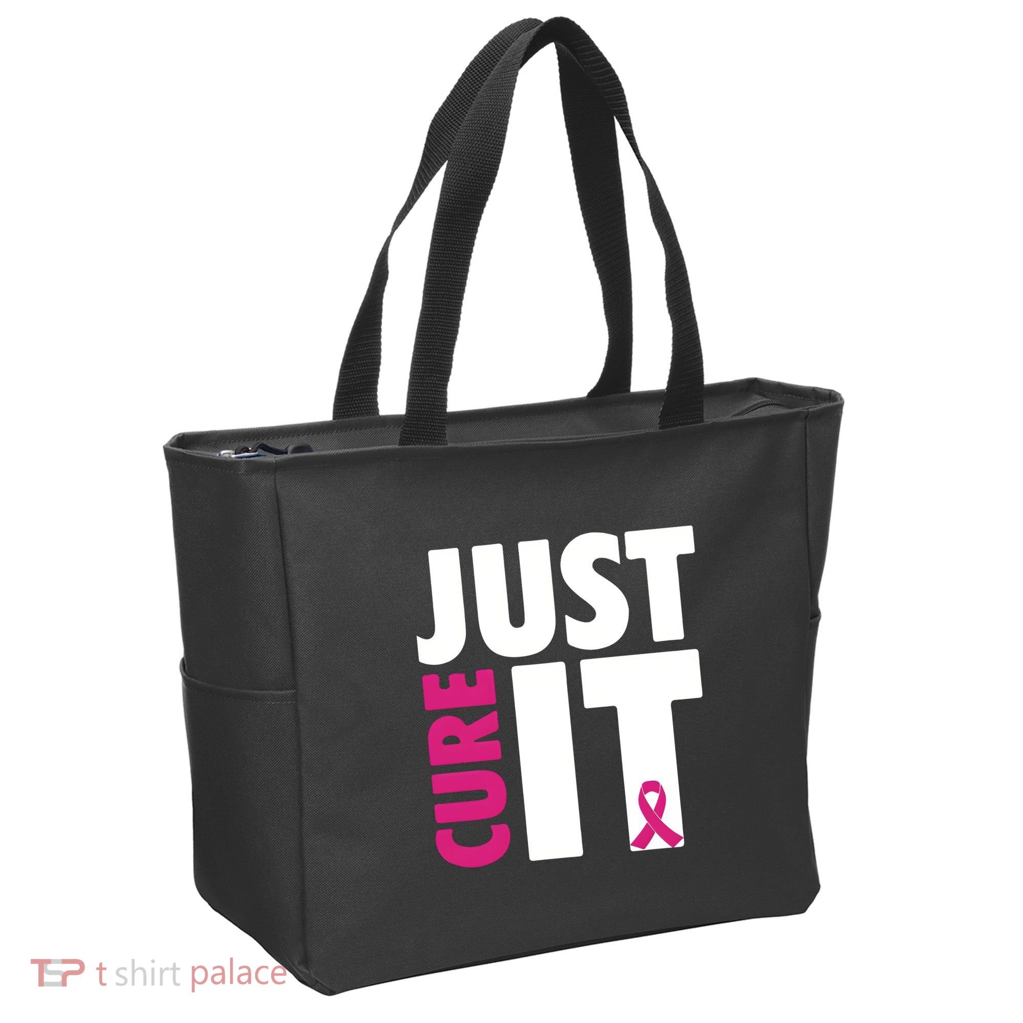 Just Cure It Breast Cancer Awareness Pink Ribbon Tote Bag
