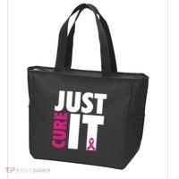 Just Cure It Breast Cancer Awareness Pink Ribbon Tote Bag thumb 3
