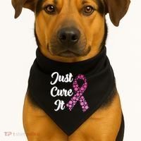 Just Cure It Breast Cancer Awareness Pink Ribbon USA-Made Doggie Bandana thumb 1