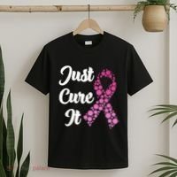 Just Cure It Breast Cancer Awareness Pink Ribbon T-Shirt thumb 2