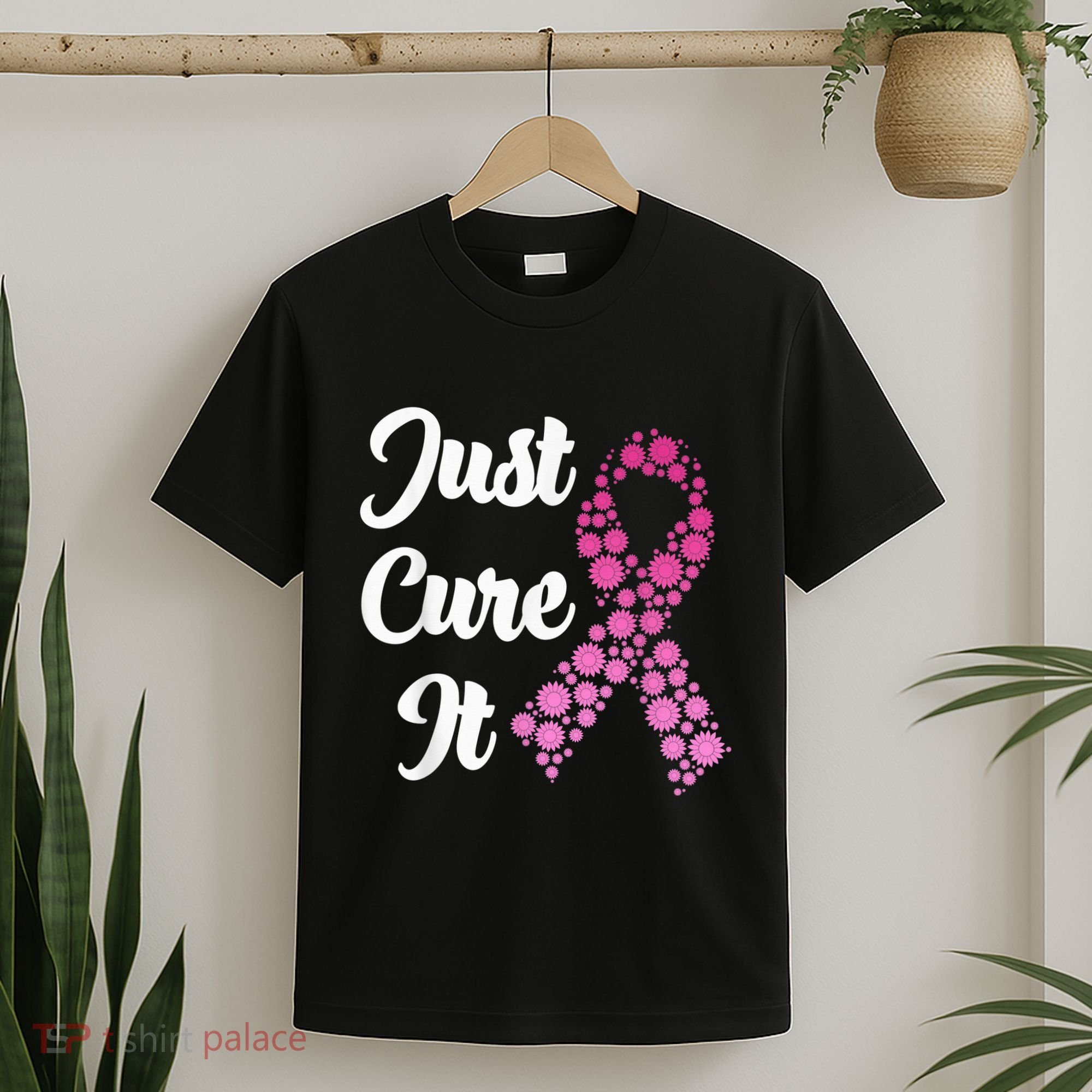 Just Cure It Breast Cancer Awareness Pink Ribbon T-Shirt