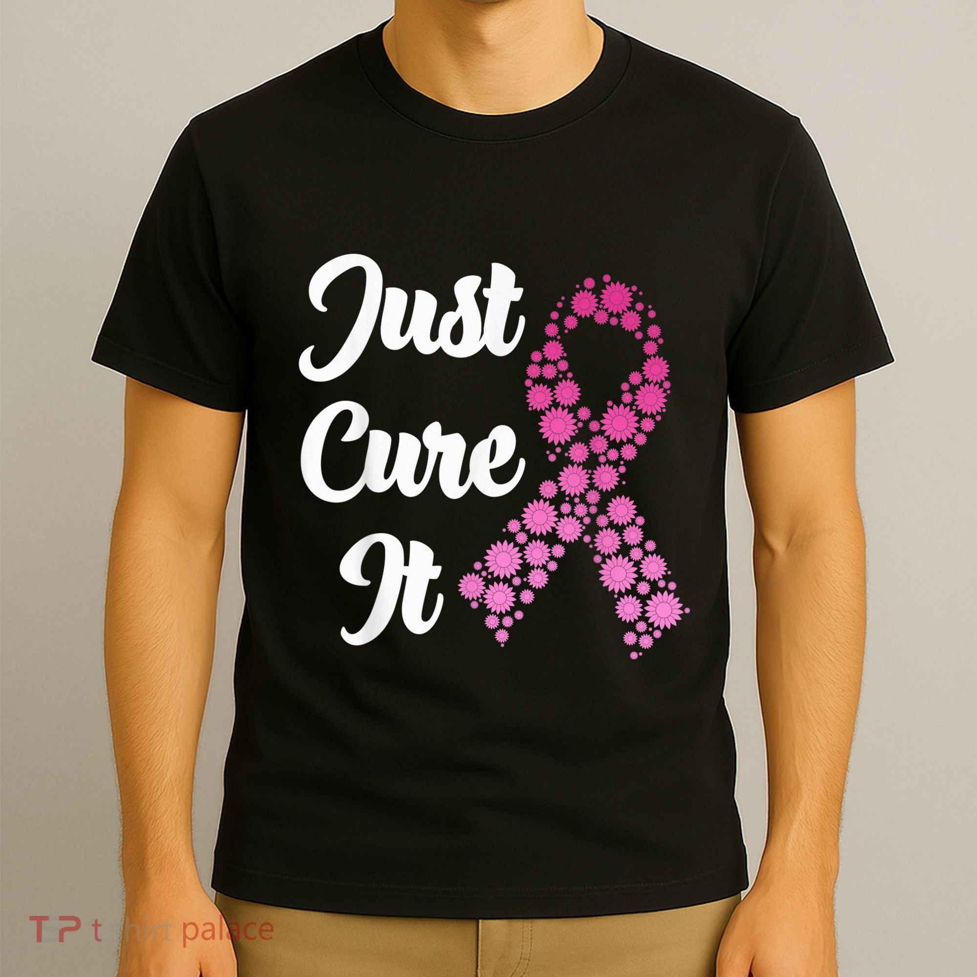 Just Cure It Breast Cancer Awareness Pink Ribbon T-Shirt