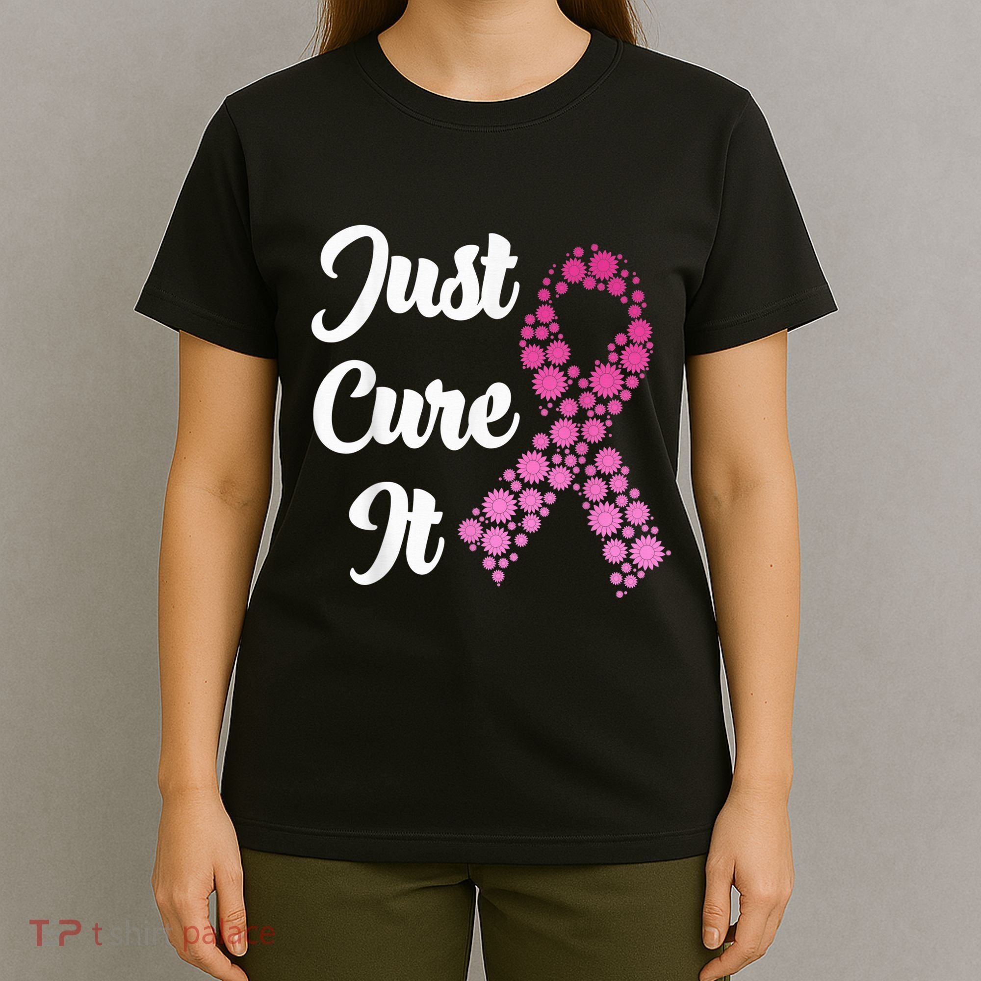 Just Cure It Breast Cancer Awareness Pink Ribbon T-Shirt