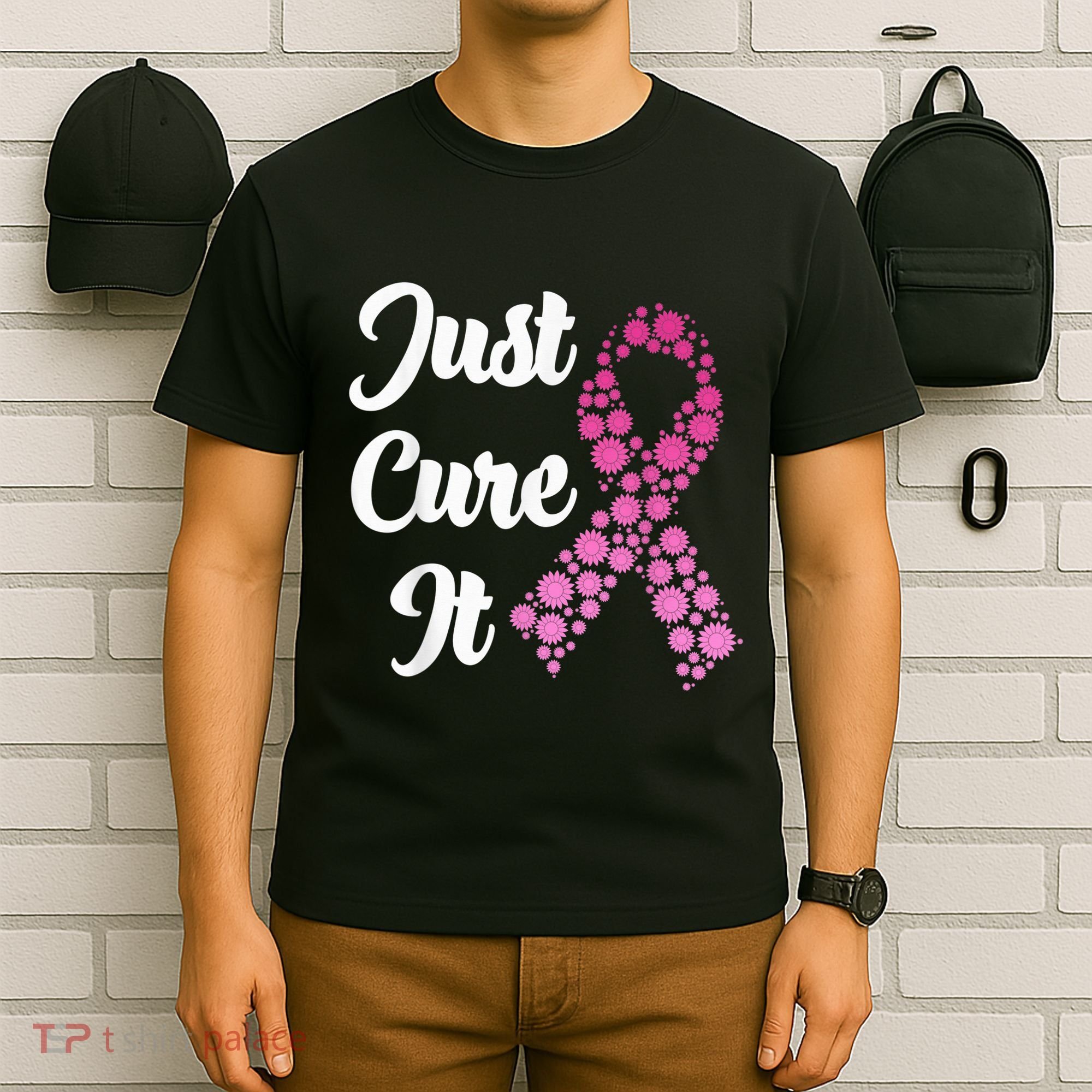 Just Cure It Breast Cancer Awareness Pink Ribbon T-Shirt