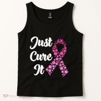 Just Cure It Breast Cancer Awareness Pink Ribbon Tank Top thumb 2