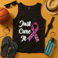 Just Cure It Breast Cancer Awareness Pink Ribbon Tank Top thumb 4