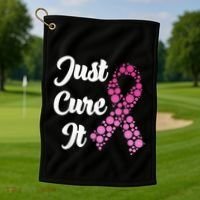Just Cure It Breast Cancer Awareness Pink Ribbon Golf Towel thumb 1