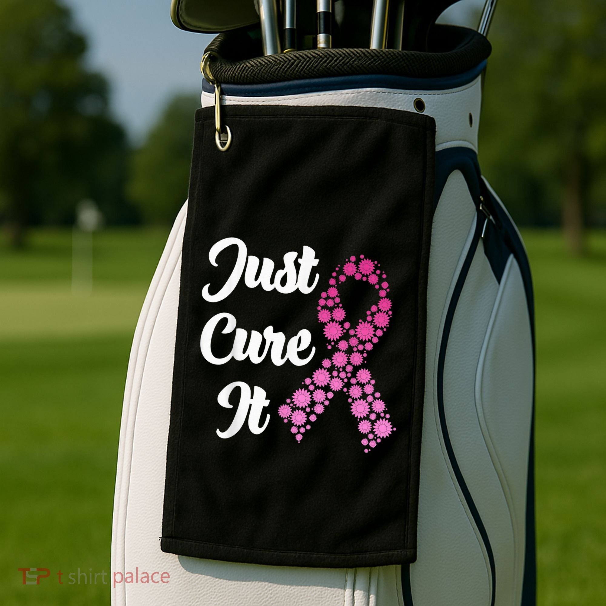 Just Cure It Breast Cancer Awareness Pink Ribbon Golf Towel