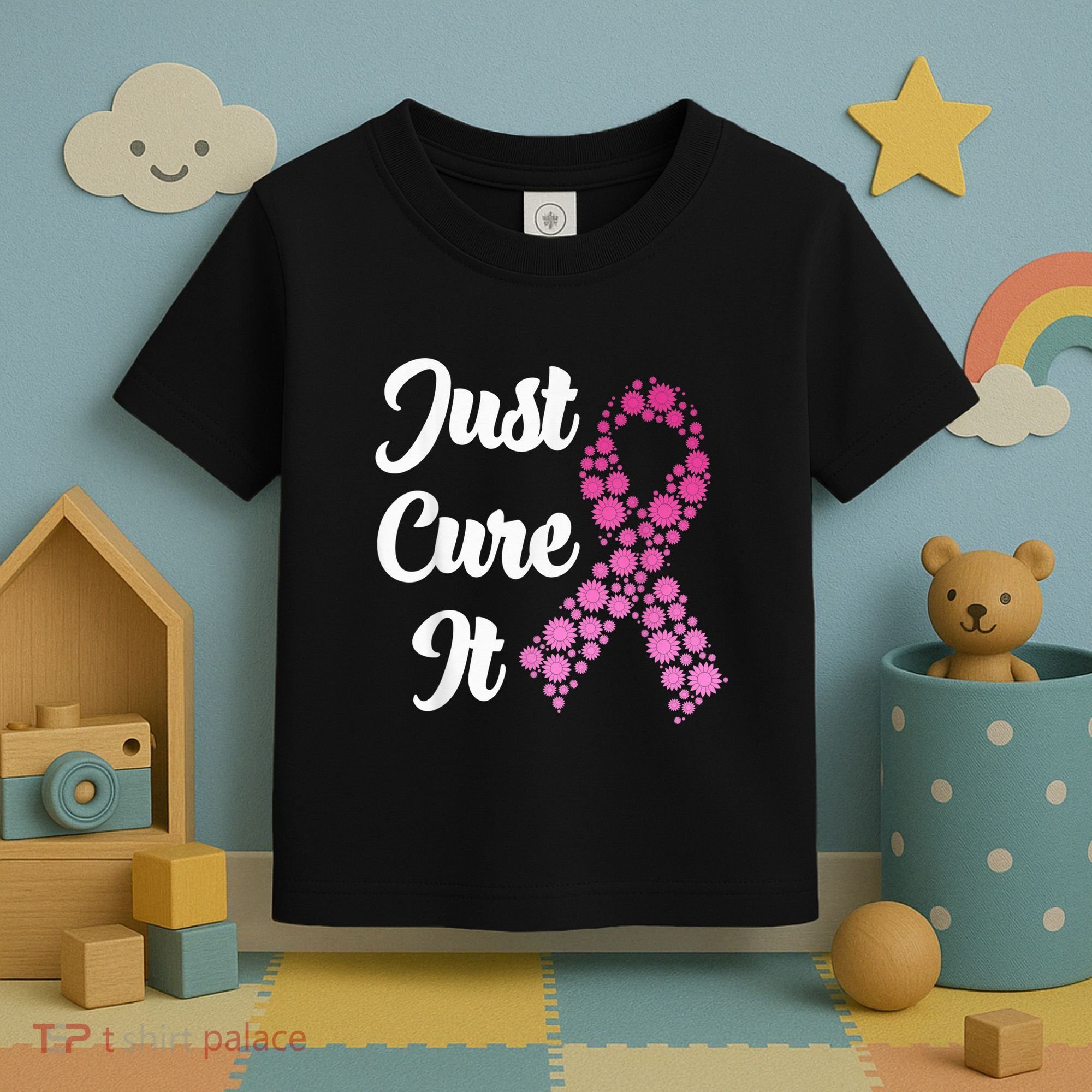 Just Cure It Breast Cancer Awareness Pink Ribbon Toddler T-Shirt