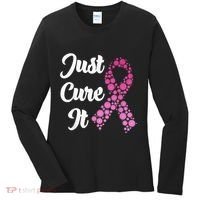 Just Cure It Breast Cancer Awareness Pink Ribbon Women's Long Sleeve Shirt thumb 0