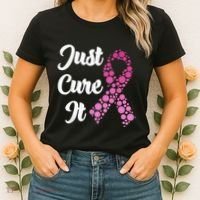 Just Cure It Breast Cancer Awareness Pink Ribbon Women's T-Shirt thumb 2