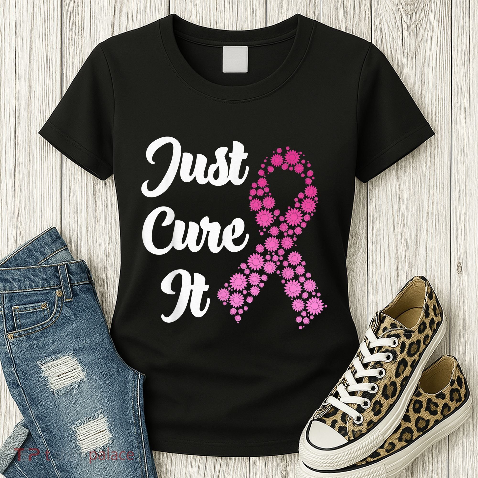 Just Cure It Breast Cancer Awareness Pink Ribbon Women's T-Shirt