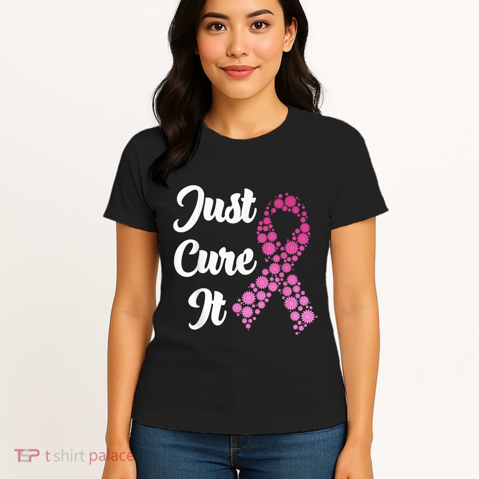 Just Cure It Breast Cancer Awareness Pink Ribbon Women's T-Shirt