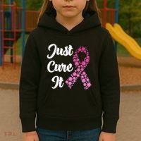 Just Cure It Breast Cancer Awareness Pink Ribbon Kids Hoodie thumb 3
