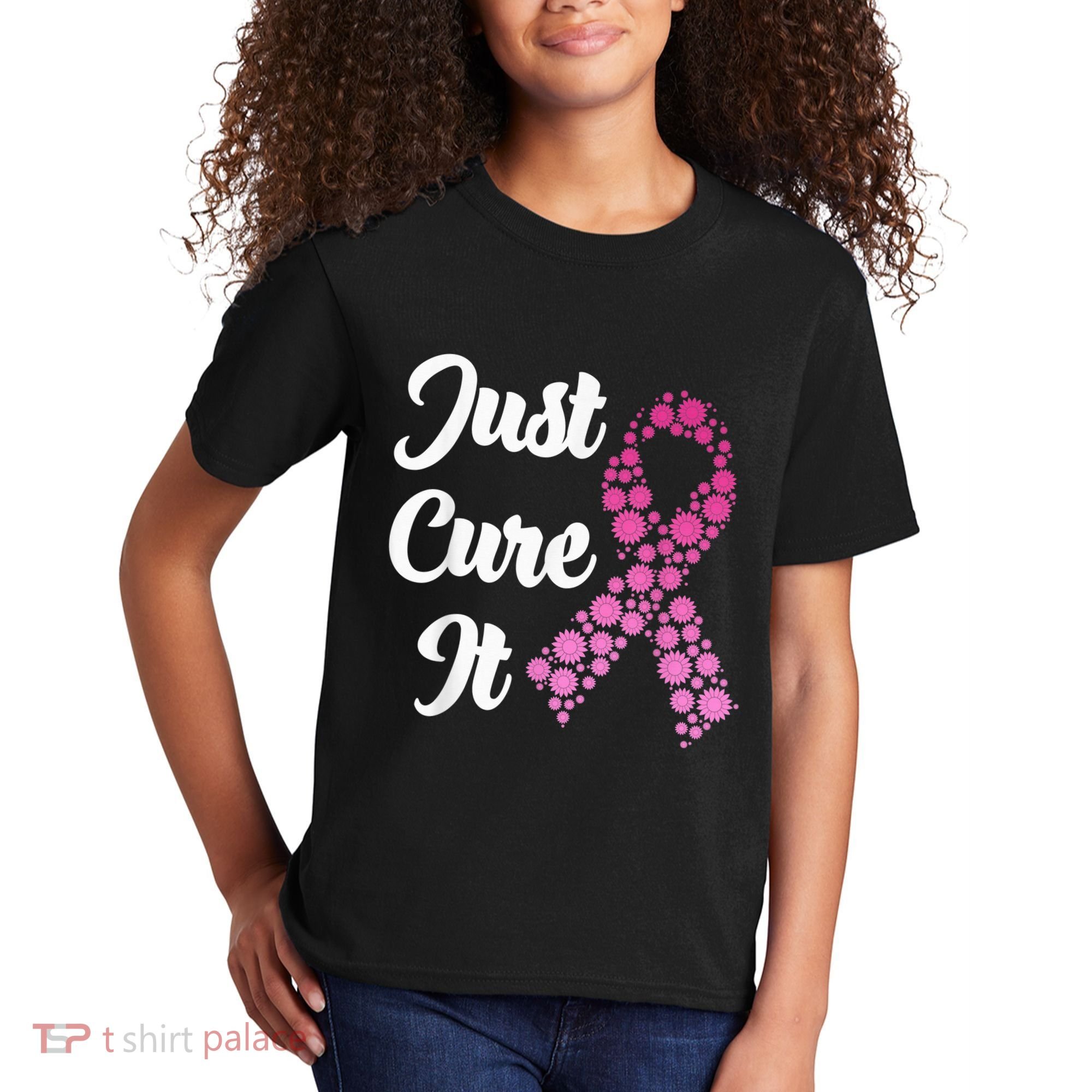 Just Cure It Breast Cancer Awareness Pink Ribbon Kids T-Shirt