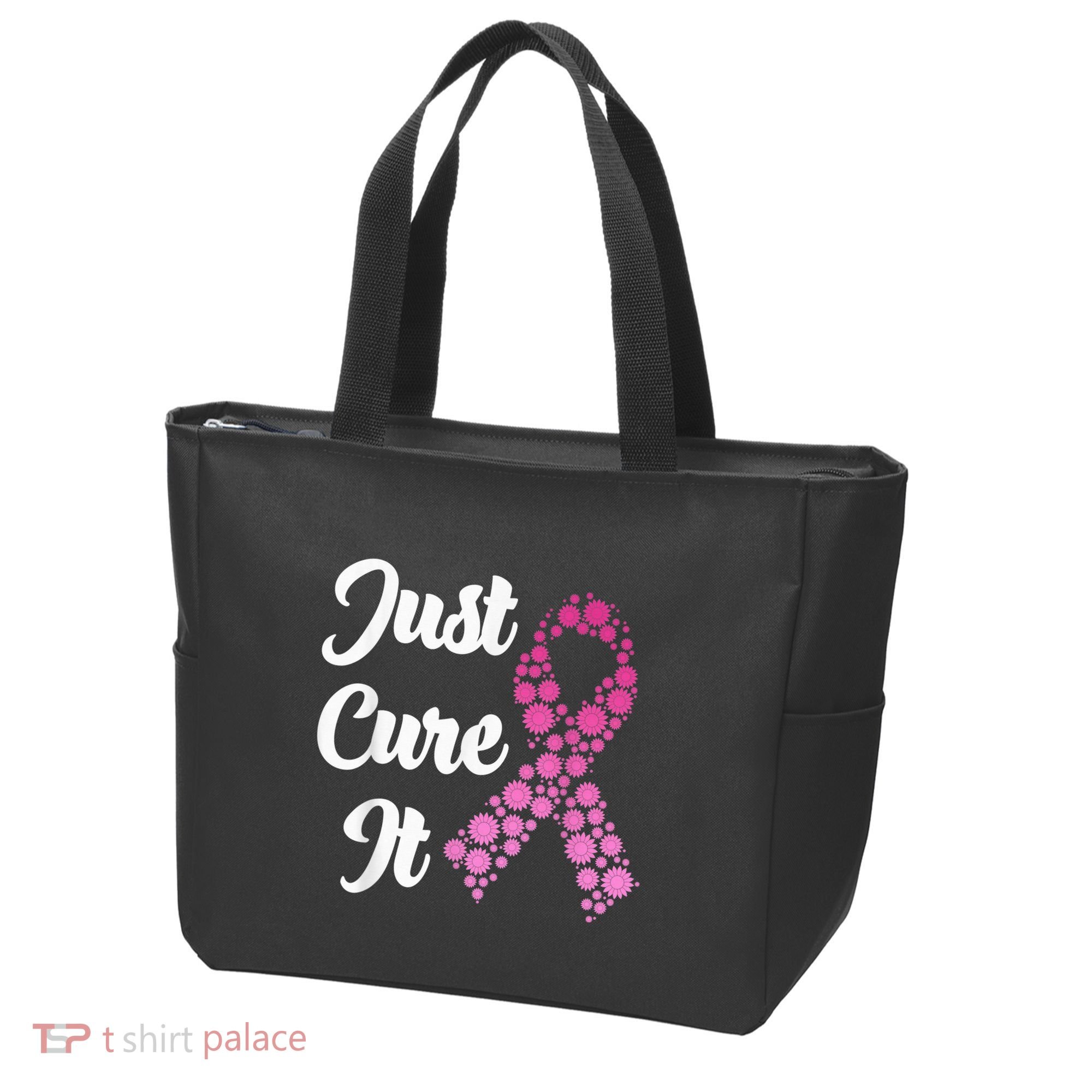 Just Cure It Breast Cancer Awareness Pink Ribbon Tote Bag
