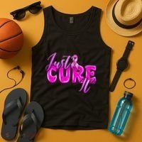 Just Cure It Pink Ribbon Breast Cancer Awareness Warrior Tank Top thumb 4